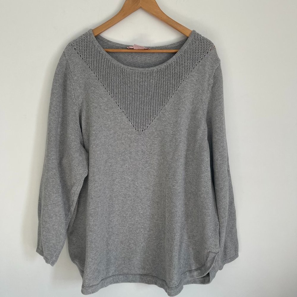 Penningtons In Every Story Women Gray Long Sleeve Pullover Knit Sweater Size 3X